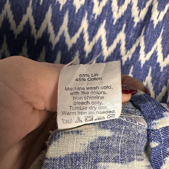 3/$20 💥 J.Crew Blue and White Linen Cotton Blend A-Line Sleeveless Dress Small - Picture 14 of 17